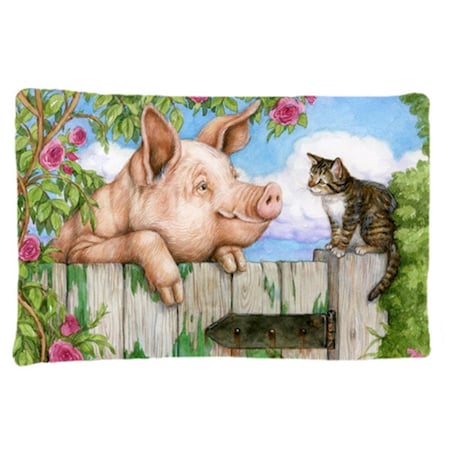 Jensendistributionservices Pig at the Gate with the Cat Fabric Standard Pillowcase MI2557474